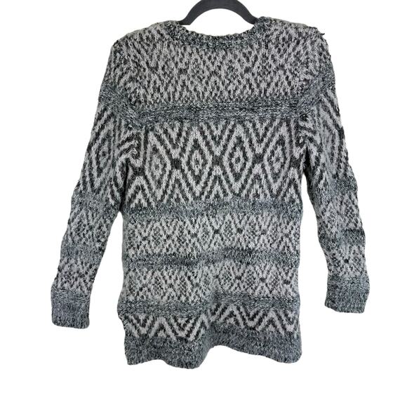 Style & Co. Gray Fair Isle Long Sleeve Plush Fuzzy Pullover Sweater Size PM - Picture 2 of 5